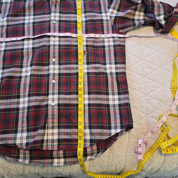 Vintage Tommy Hilfiger Shirt Men's M Red Plaid Button Up Preppy Academia Crest - Picture 11 of 11